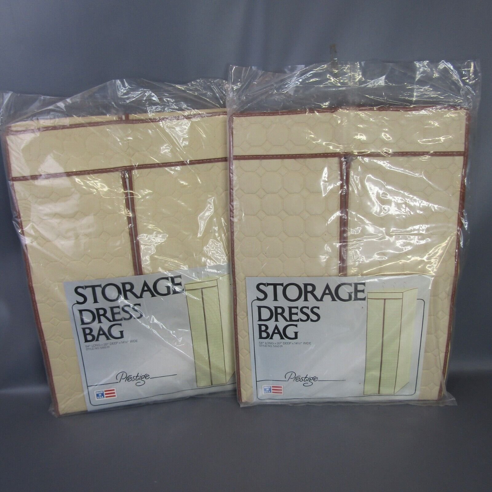 Vintage Prestige Storage Dress Bag Lot of 2 NEW Old Stock Quilted Look 1985