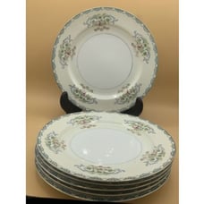 Mikado China 1938 Green Traditional 10 Dinner Plates set Of 6, Made in Japan