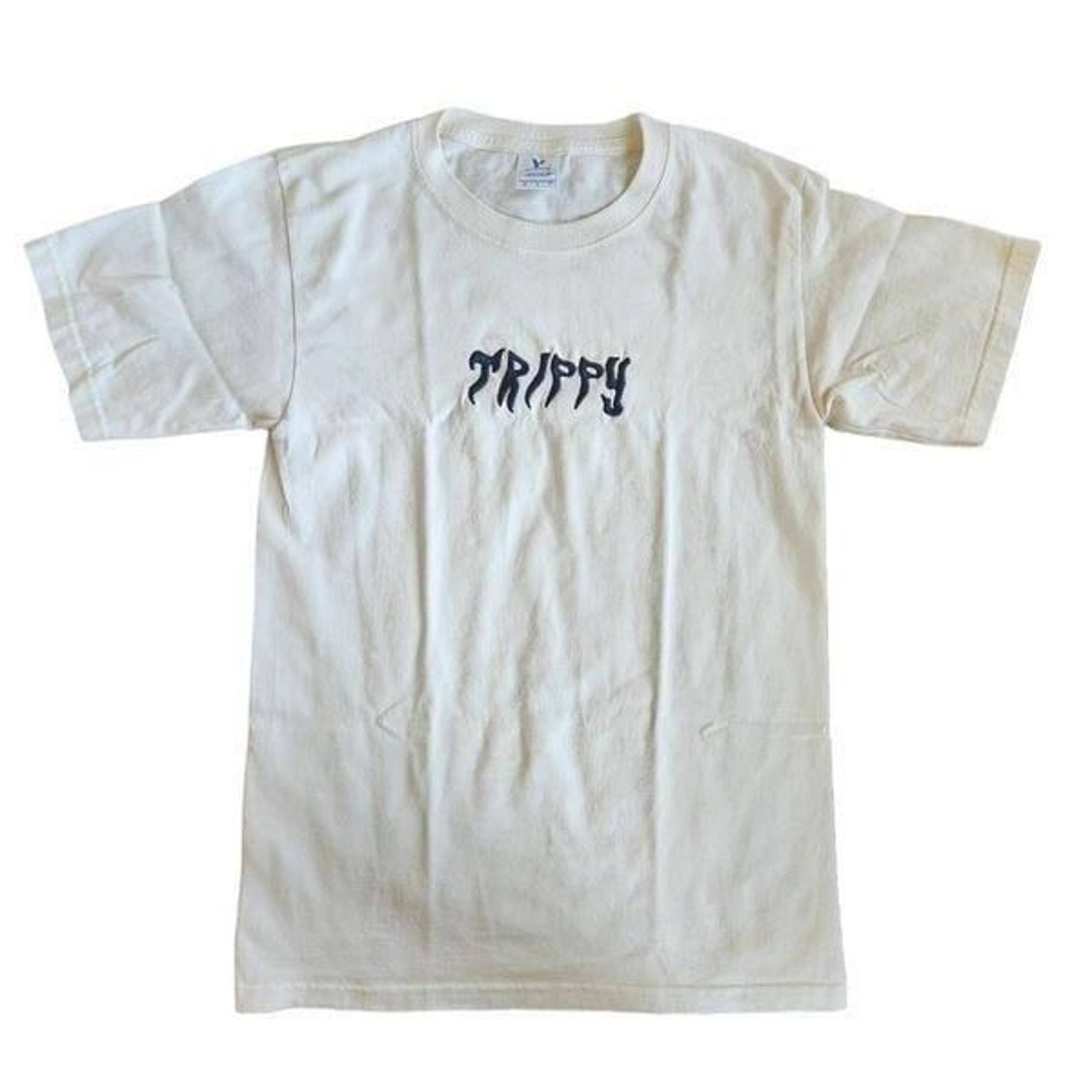 Trippy adult unisex small Yazbek 100% cotton cream gothic black embroidery retro