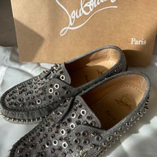 Christian Louboutin Studded Slip-ons Gray
