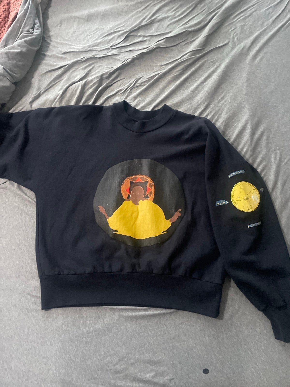 jesus is king kanye west mural Detroit sweatshirt sz M