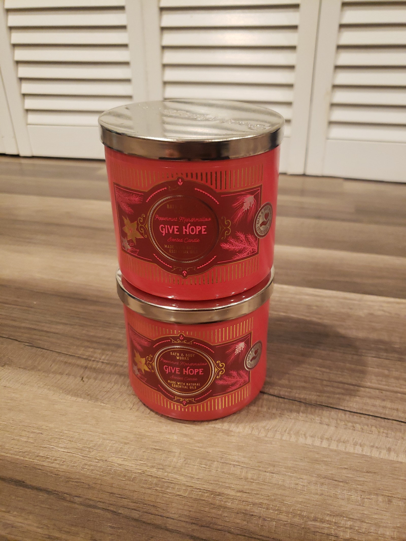 Bath & Body Works Give Hope Peppermint Marshmallow 3-Wick Candles