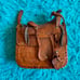 Vintage mod 801 real leather horse saddle bag should purse hand tooled etched