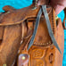 Vintage mod 801 real leather horse saddle bag should purse hand tooled etched