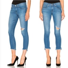 Rag & Bone USA Made Blue Sunset Distressed Raw Hem Capri Denim Jeans Size 26