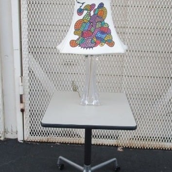 cofrac art verrier french crystal desl lamp amazing rare with hand painted shade