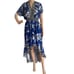 Flying Tomato Women's Sz M Grecian Maxi Floral Dress Royal Blue Hi Low