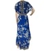 Flying Tomato Women's Sz M Grecian Maxi Floral Dress Royal Blue Hi Low