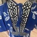 Flying Tomato Women's Sz M Grecian Maxi Floral Dress Royal Blue Hi Low