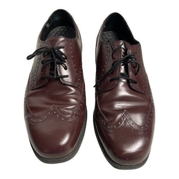 HUSH PUPPIES, Men’s Leather Oxford Shoes, Size 9W, Mahogany, lace up front