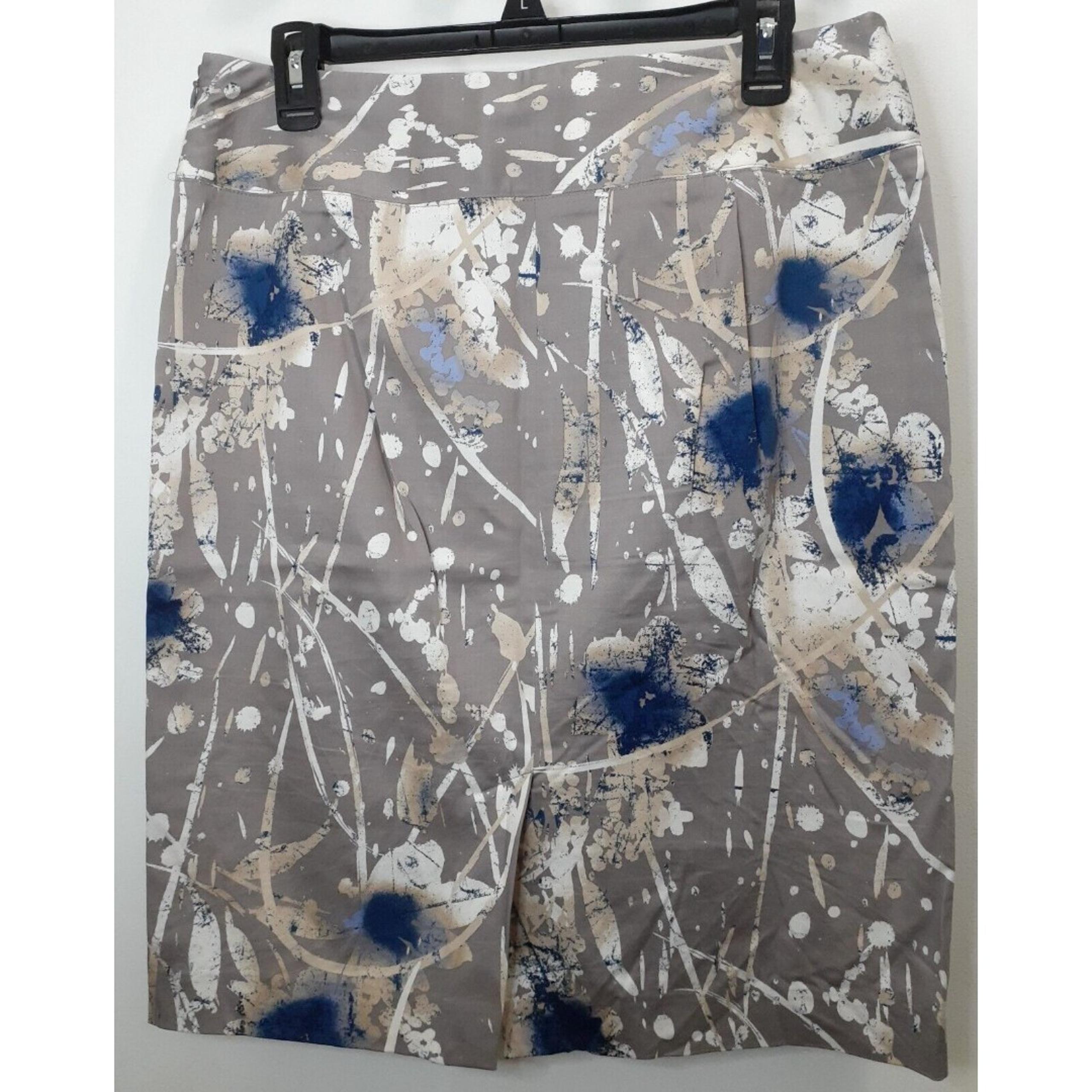 Alfani Abstract Skirt Paint Splatter Size 10 Multicolor Brown Blue Pencil Mini