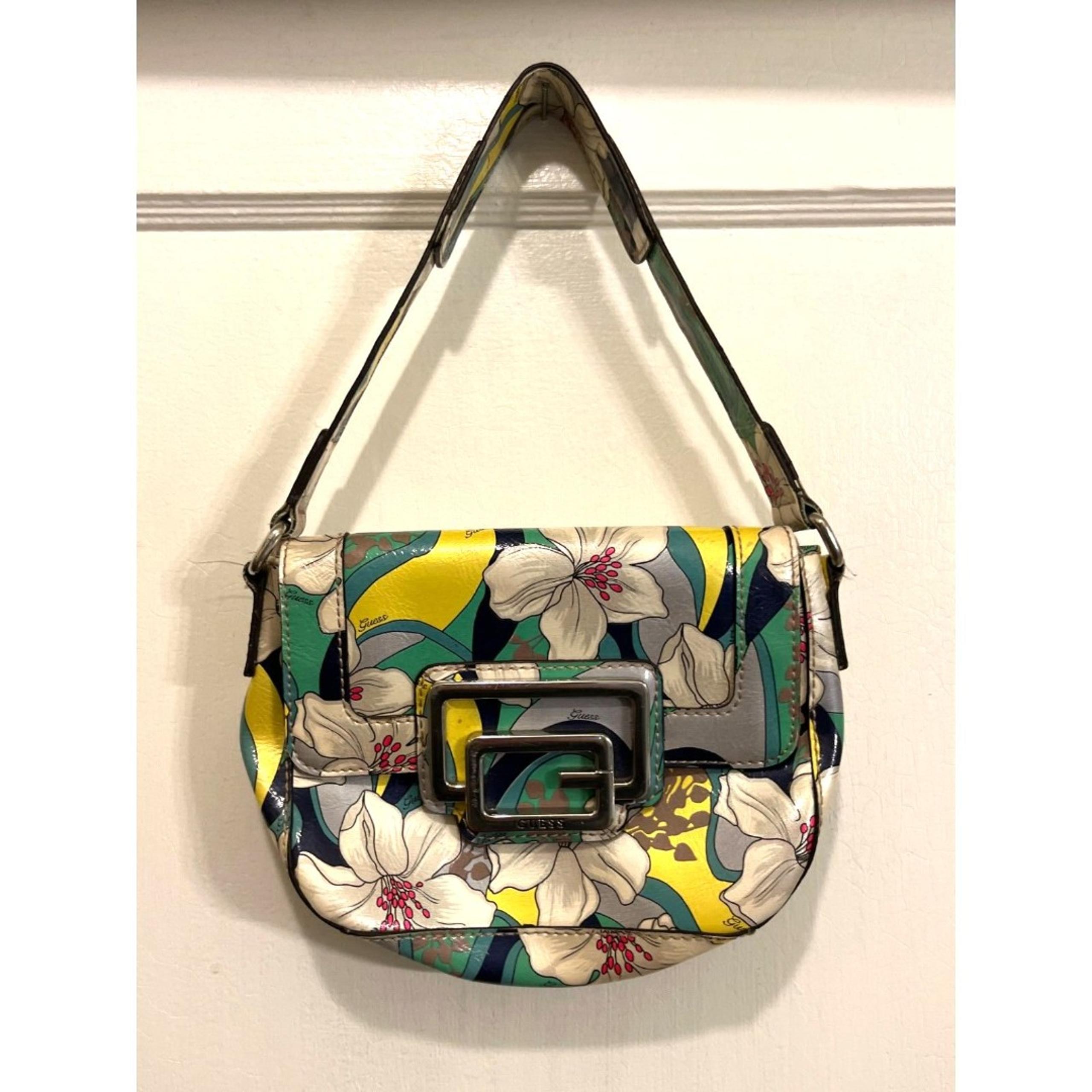 Vintage GUESS 90's Tropical Orchid Candy Y2K Floral Tote Handbag Women's Small