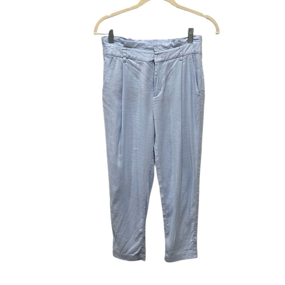 Valentino light blue linen blend crop trouser pants size 38 ( us 2)