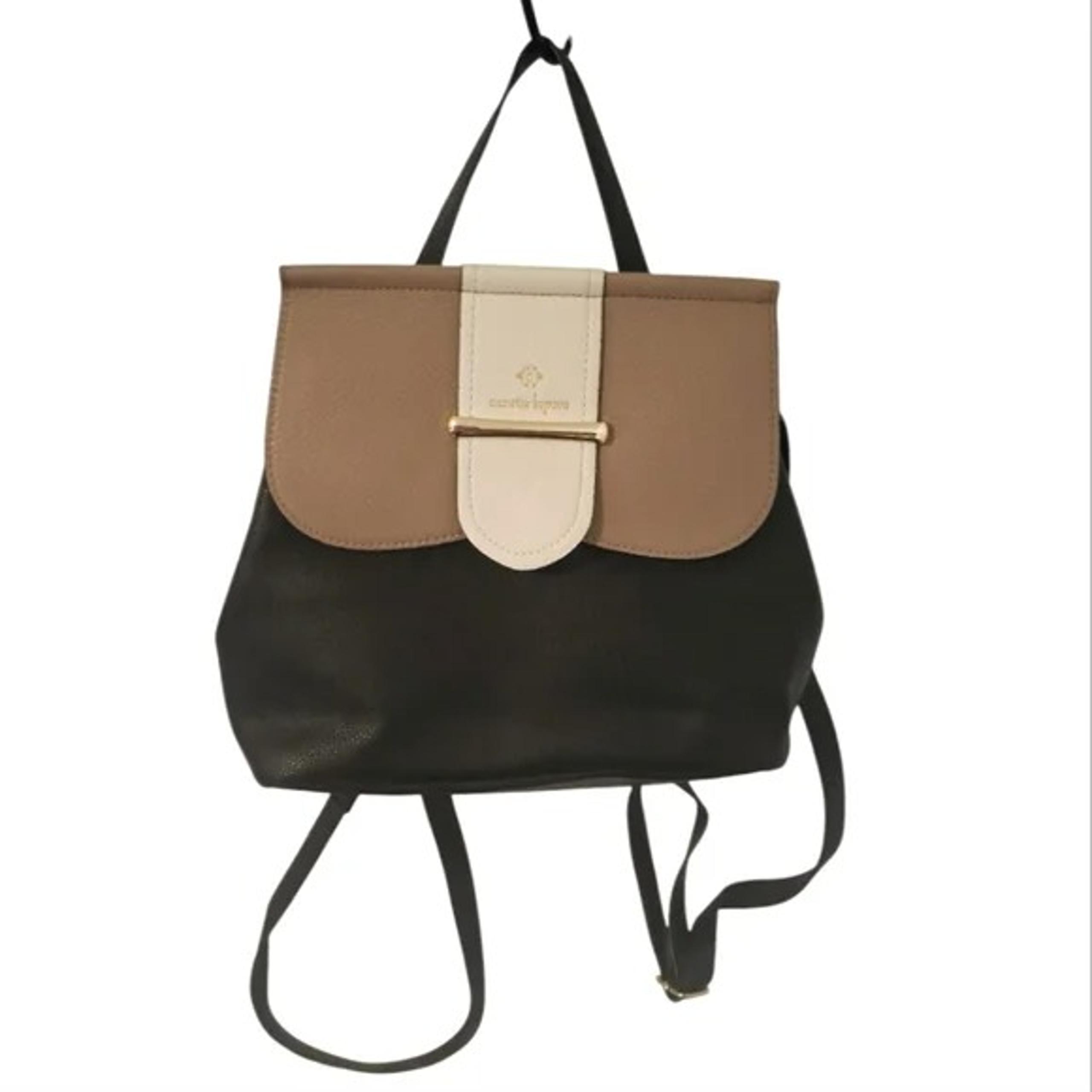 Nanette Lepore "Arabelle" Black Beige & Ivory Colorblock Convertible Backpack