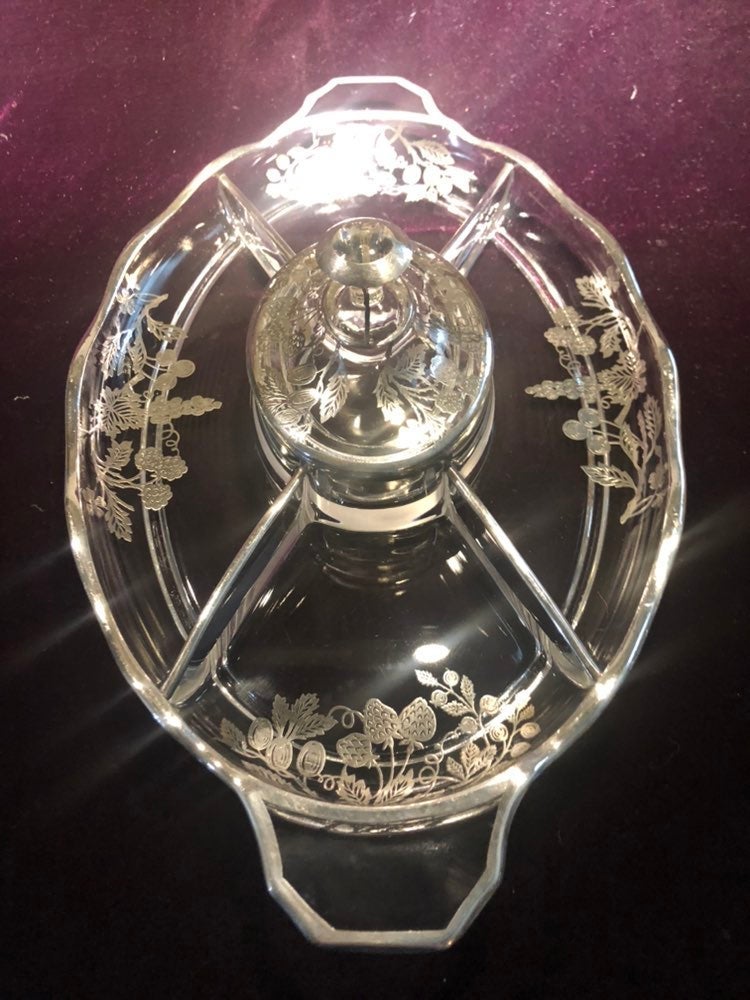 Vintage glass silver overlay