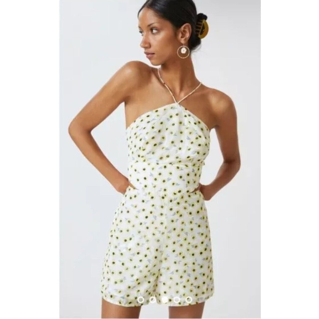 Anthropologie Hutch Womens Size 6 Ditsy White/Yellow Floral Seaside Romper NWT