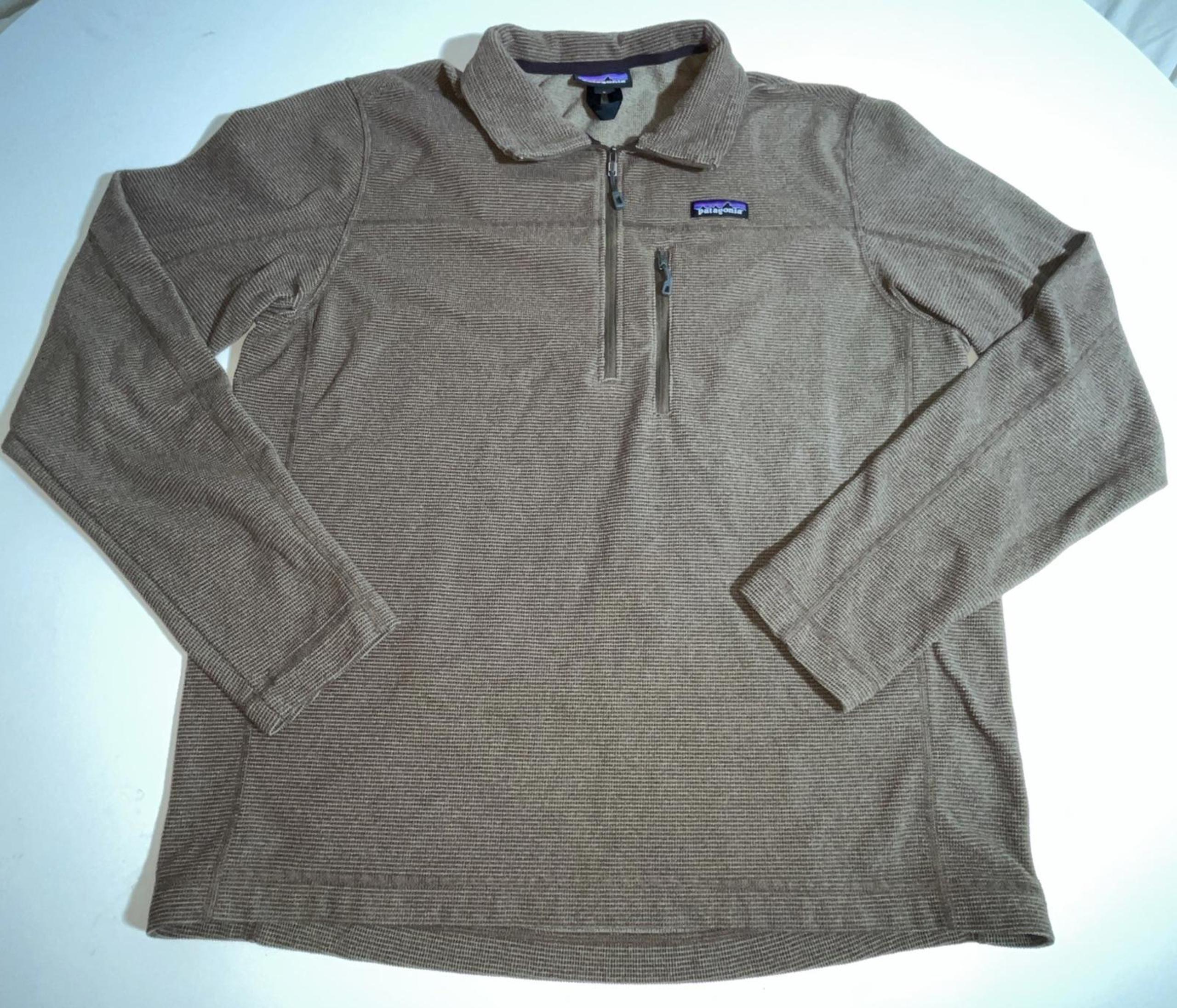 PATAGONIA Jacket Mens Large Brown Oakes 1/2 Zip Fleece Pullover Light Hiking