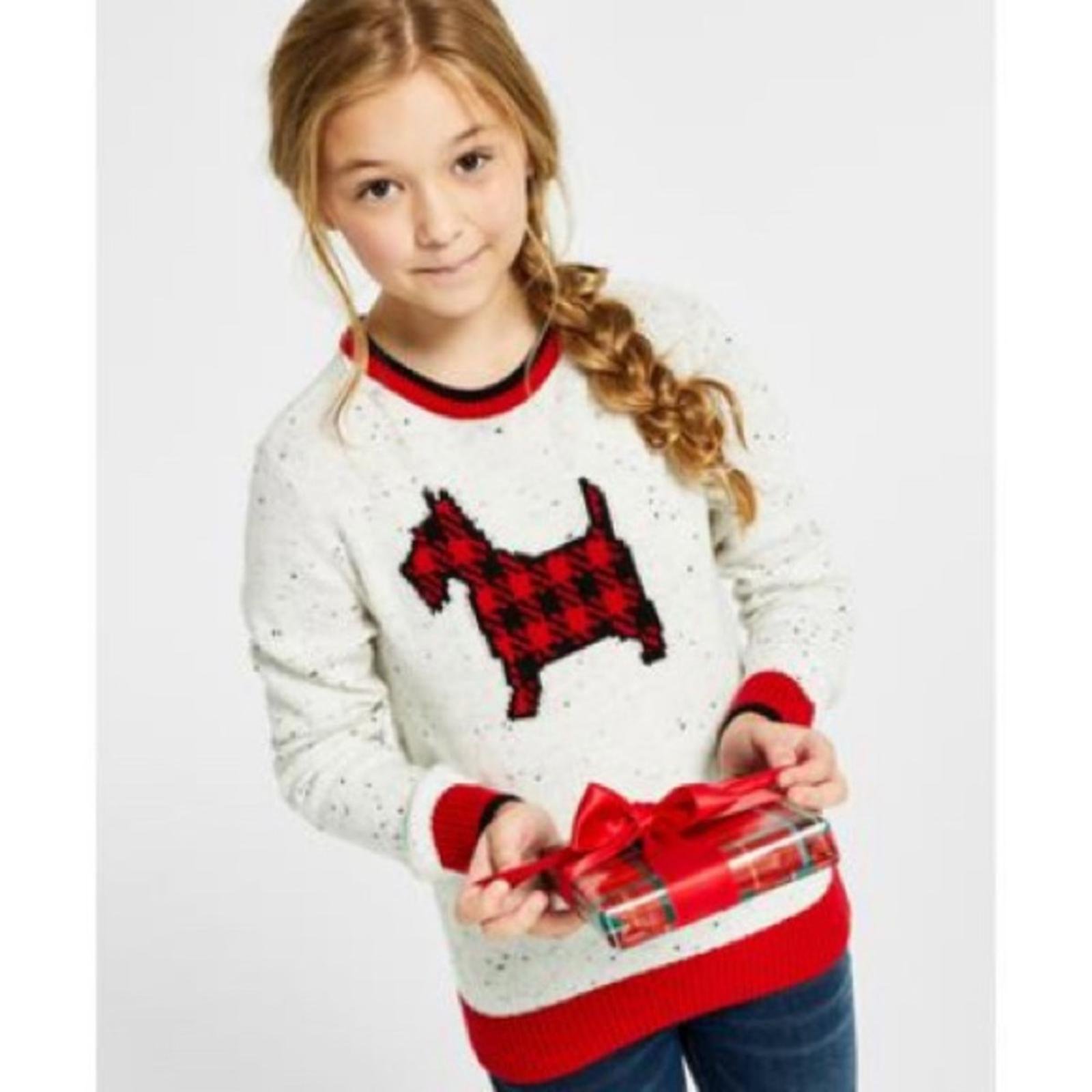Charter Club Toddler Girls Plaid Dog Print Sweater, Size XL New w/Tag