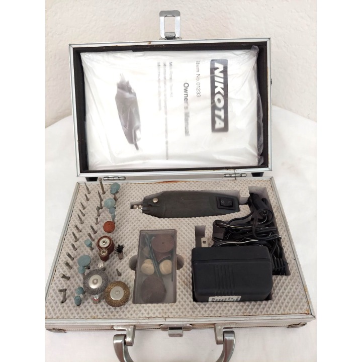 Nikota Mini Rotary Tool Kit #01233 Dremel Tool Metal Case And Manual Vintage
