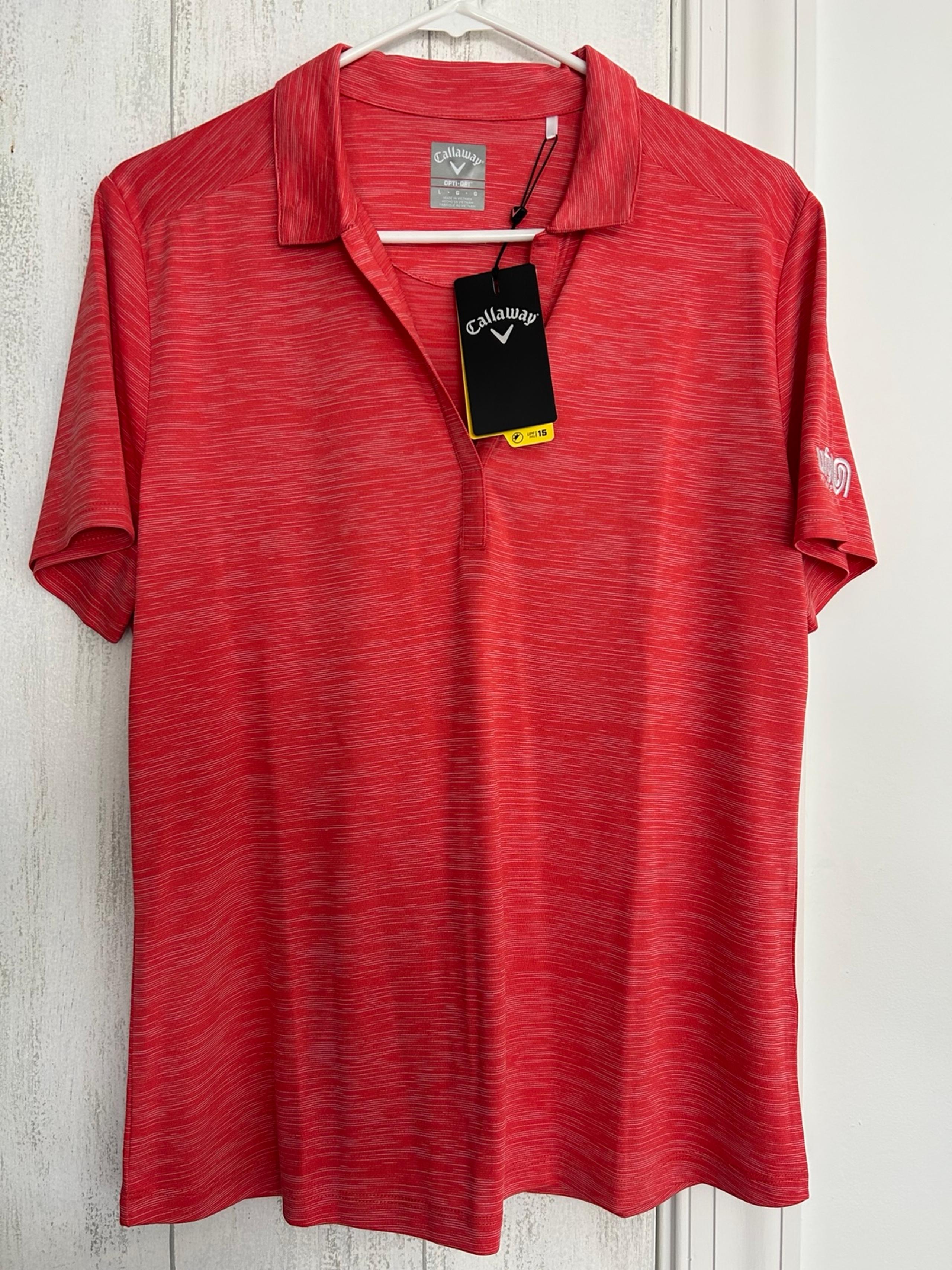 NWT Callaway Opti-Dri V-neck Collared Short Sleeve Womens Top