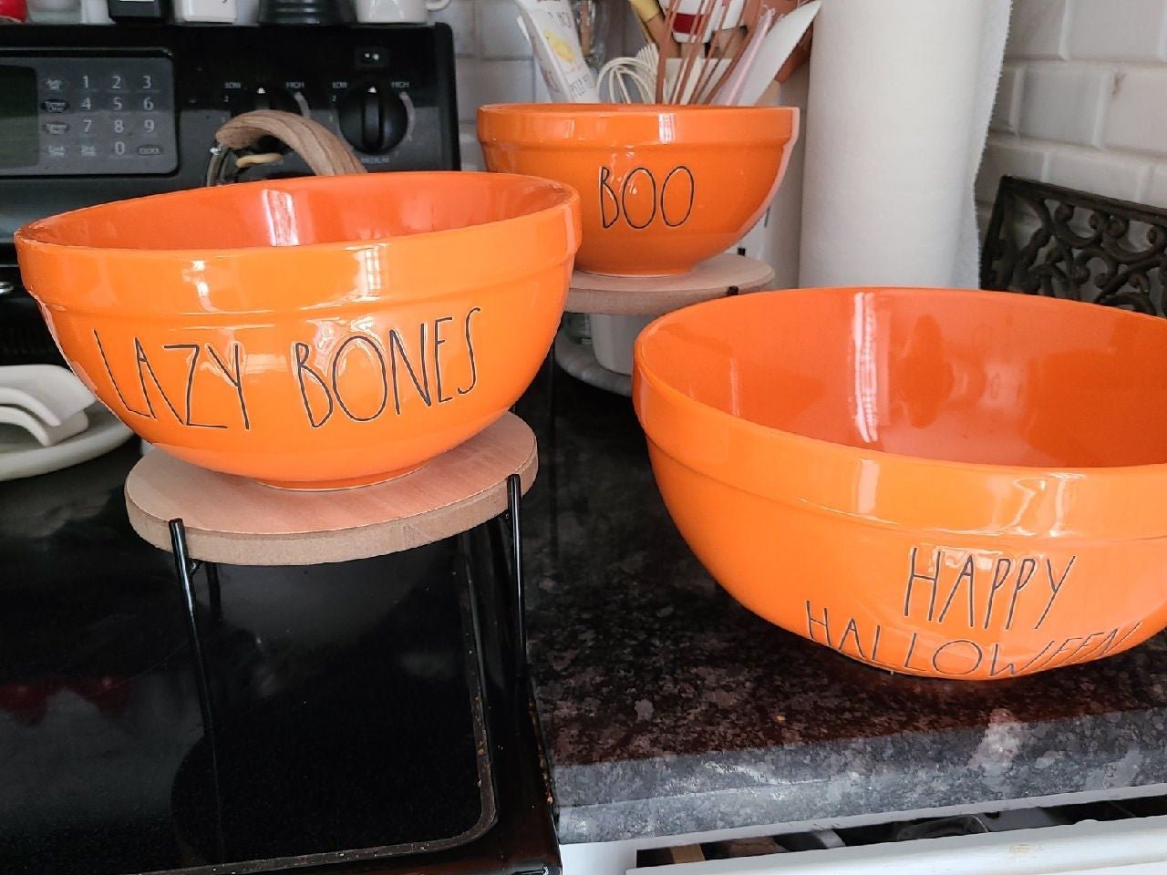 Rae Dunn Orange Halloween Mixing Bowls VHTF