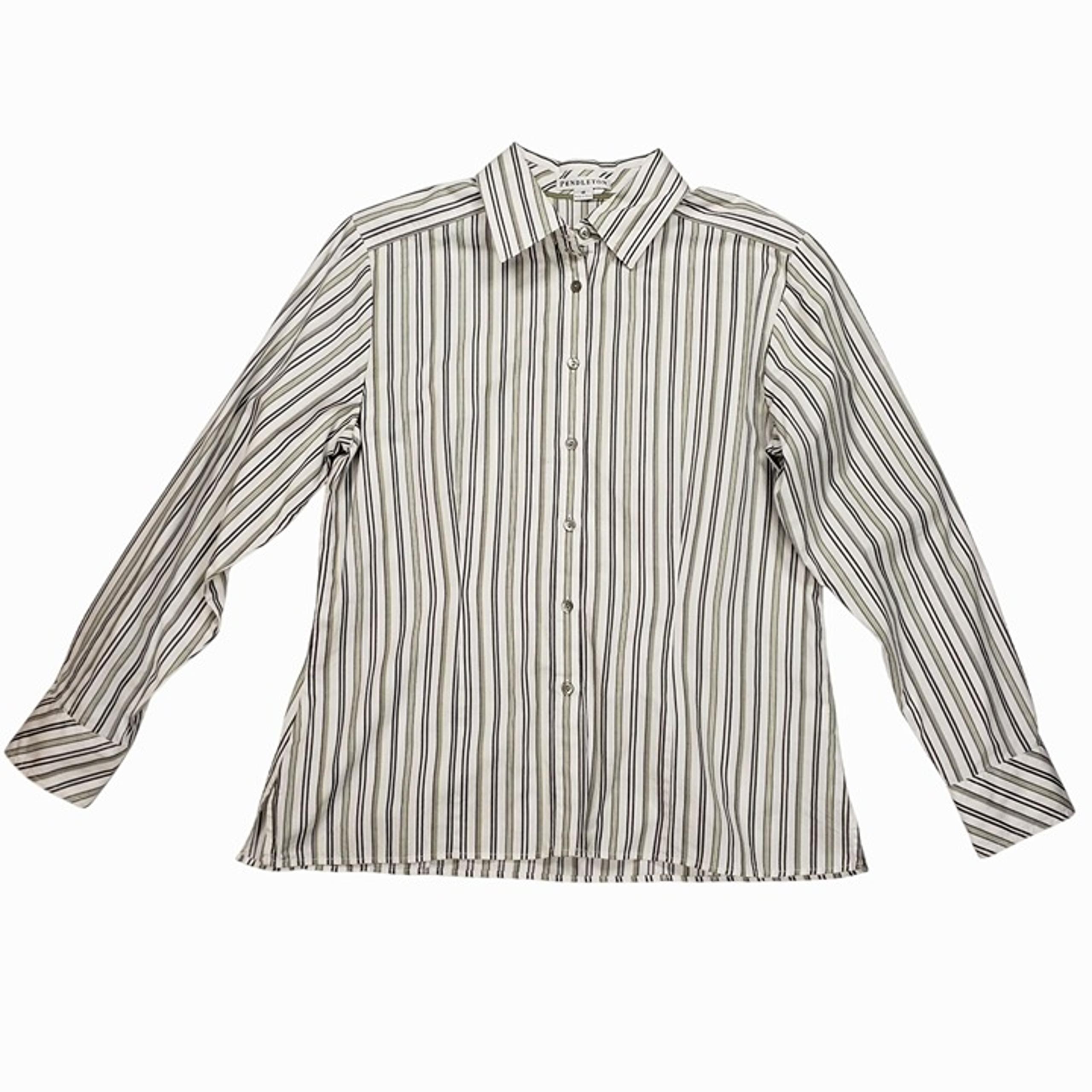 Pendleton Button Dress Shirts Women's Large Stripes Long Sleeve Shirt