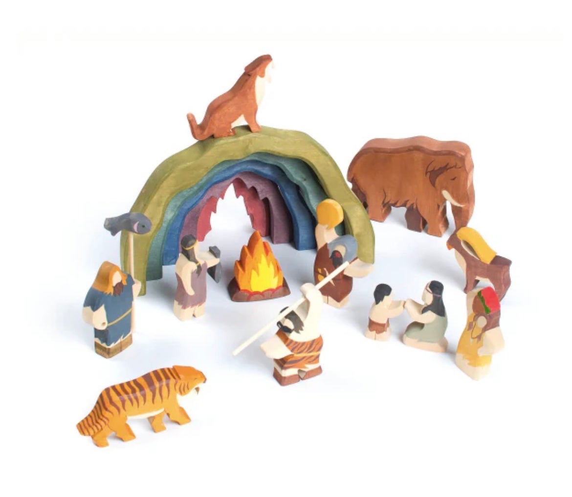 Wooden Cave Set with Figurines