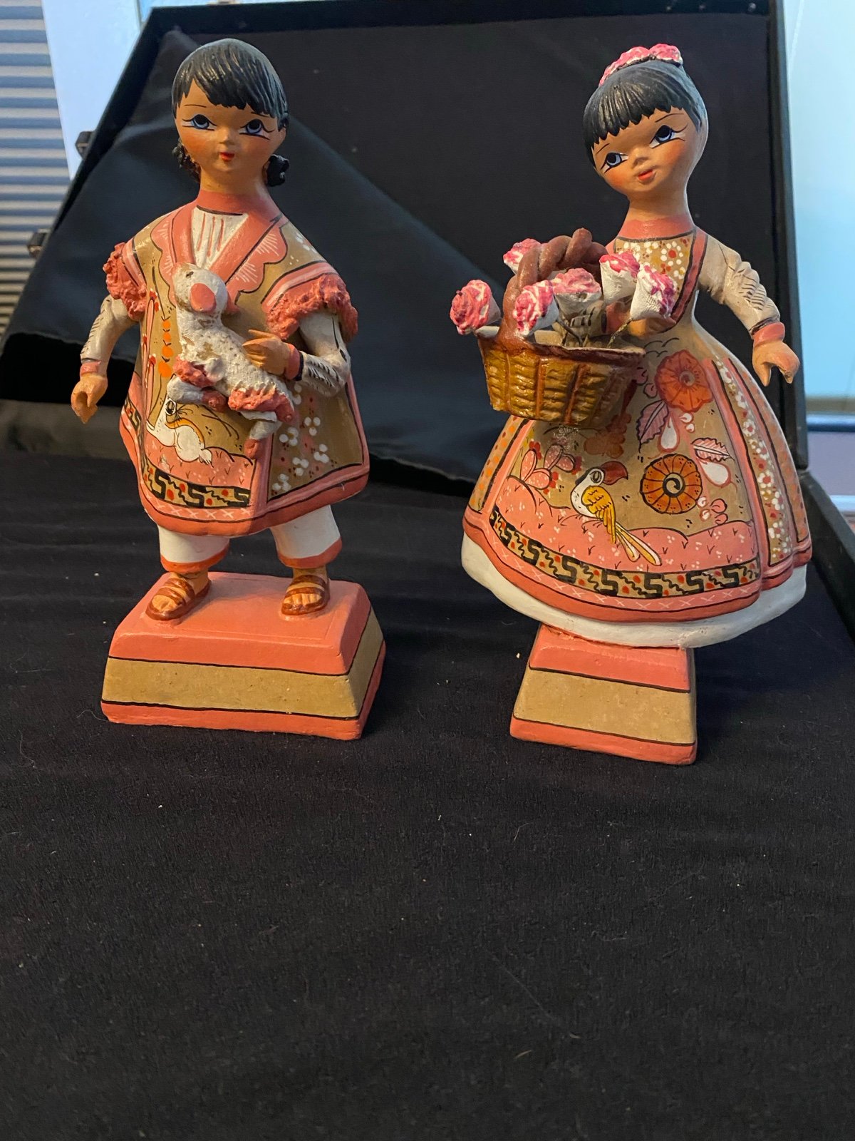 Vintage Red Clay Him & Her figures