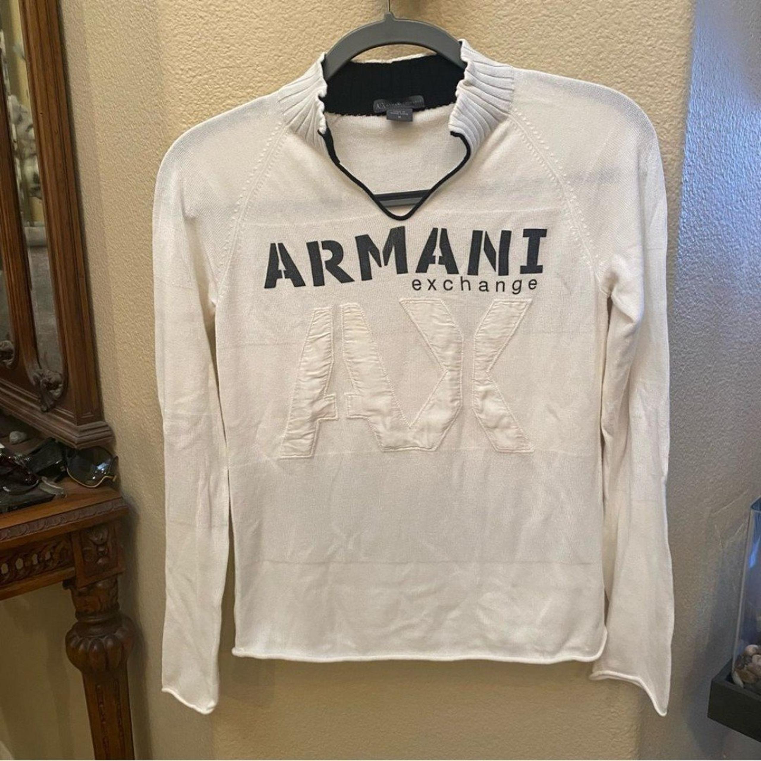 Vintage A/X Armani Exchange Women White Spell Out Y2K Sweater Size Medium