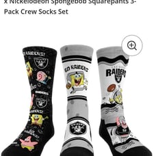 Las Vegas Raiders Spongebob Socks 3 Pack NFL Football Oakland Sz S/M