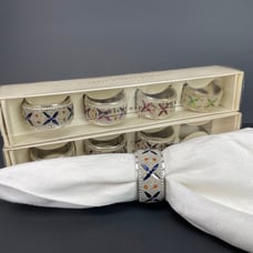 Pier 1 Imports Jeweled Beaded Napkin Rings Set of 8 Holders Dinner Party Vtg