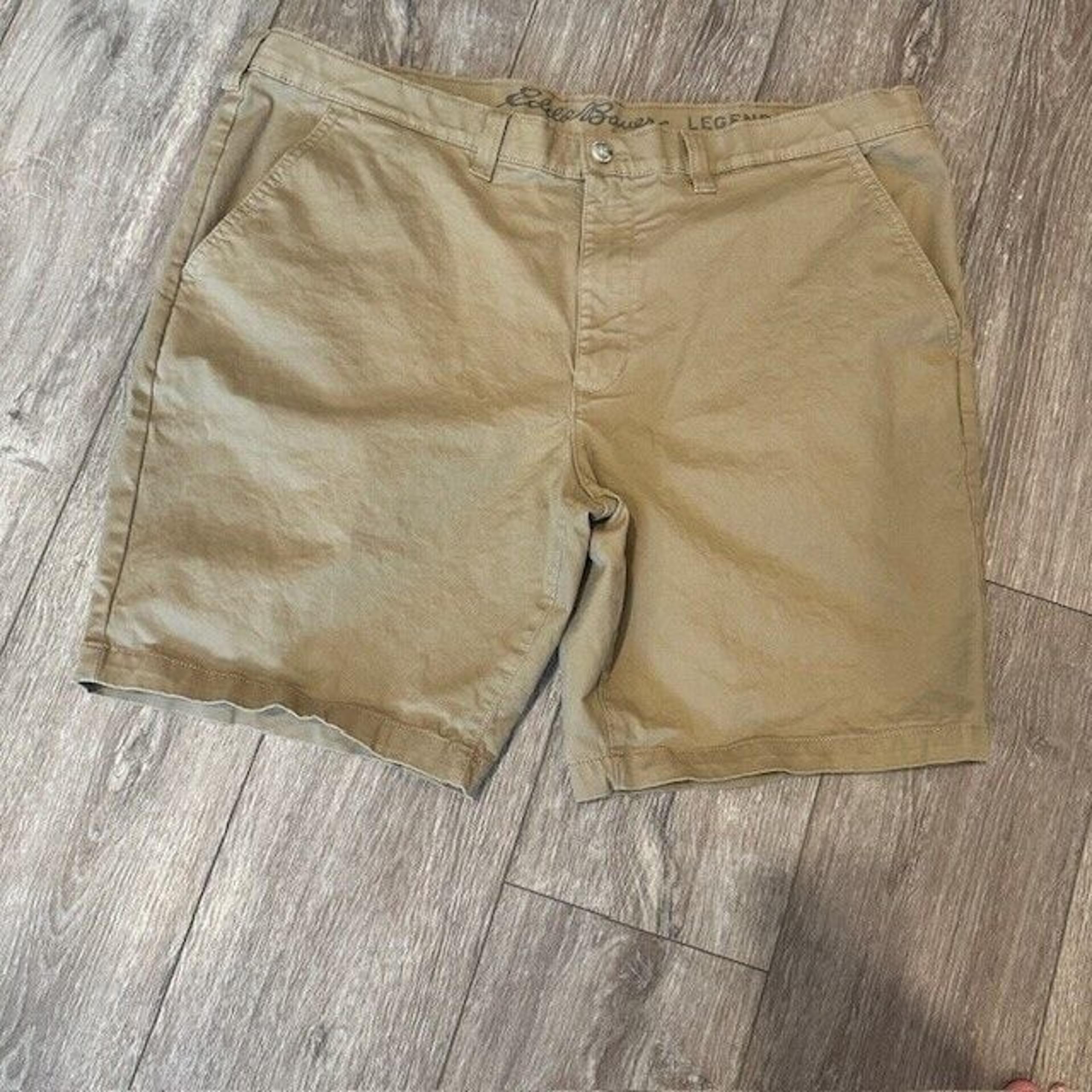 Eddie Bauer Flat Front Stretch Chino Shorts Saddle Tan Style 0377 Men's 42