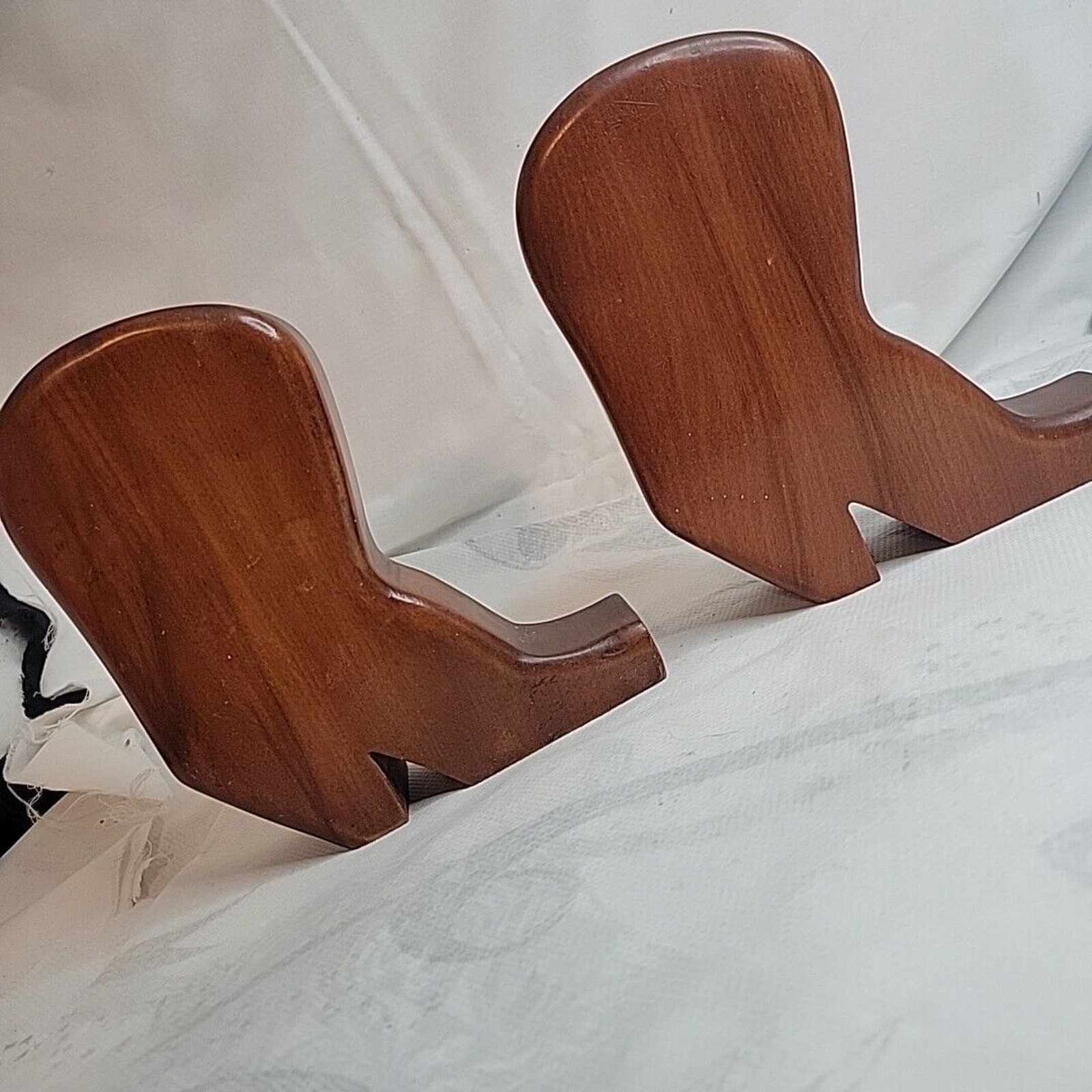 Vintage Cowboy Boot Bookends Western Rustic Theme Carved Wood 6”x 6.25”