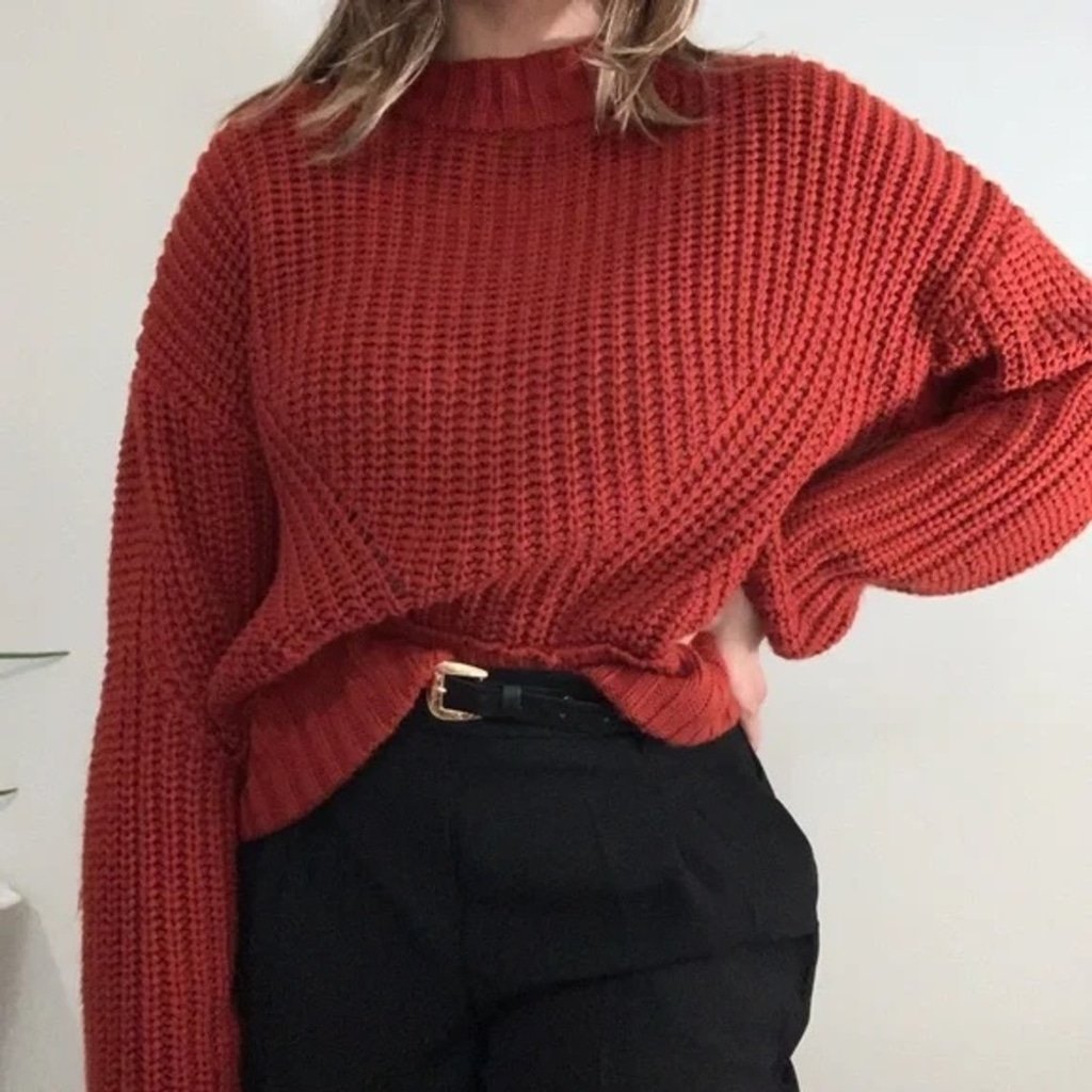 burnt orange cropped sweater