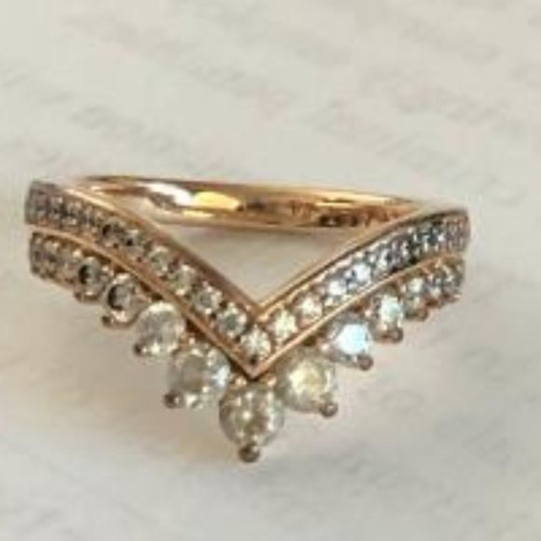 PANDORA ROSE PRINCESS WISHBONE RING SZ 44 (3)