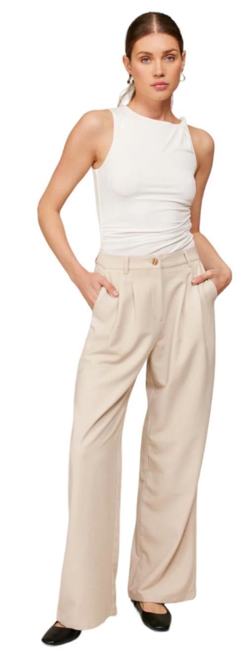 Line & Dot Ecru Cream Mary Wide Leg Trousers Women Size Large