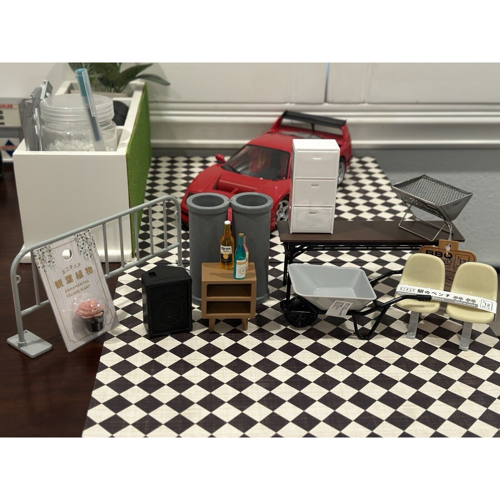 Japanese Garage Vehicle Car Diorama Prop Accessory Set | 1/18 Diorama | New