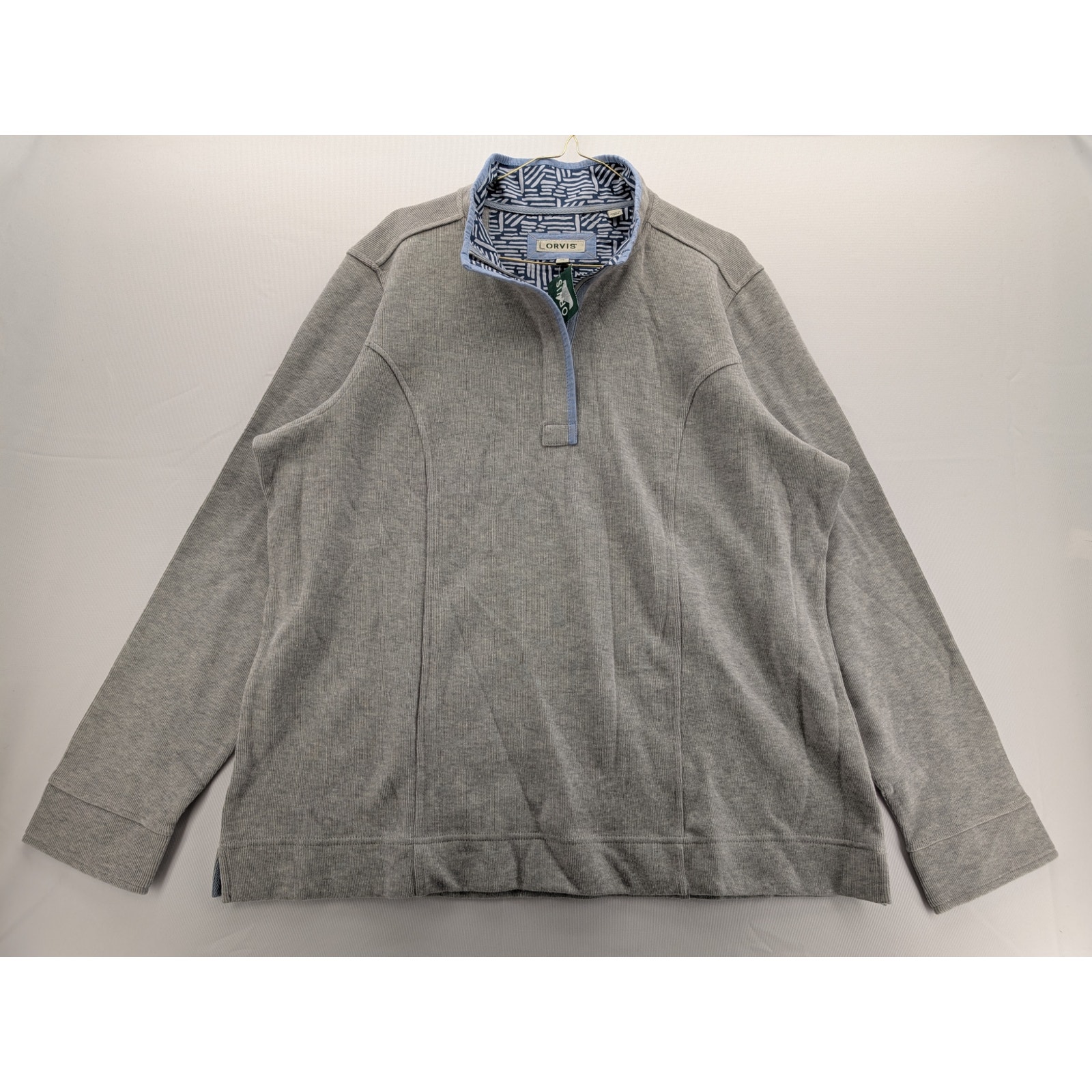 NWT Orvis Signature Print-Trim Sweatshirt in Heather Grey size XL