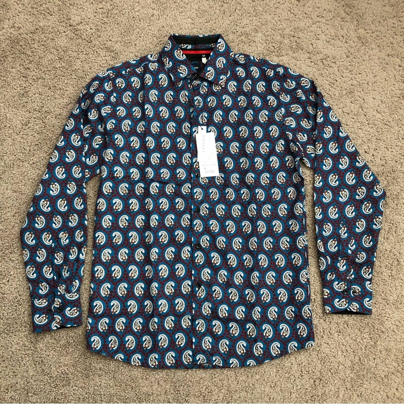 Silver Stone Blue Paisley Button Up Shirt