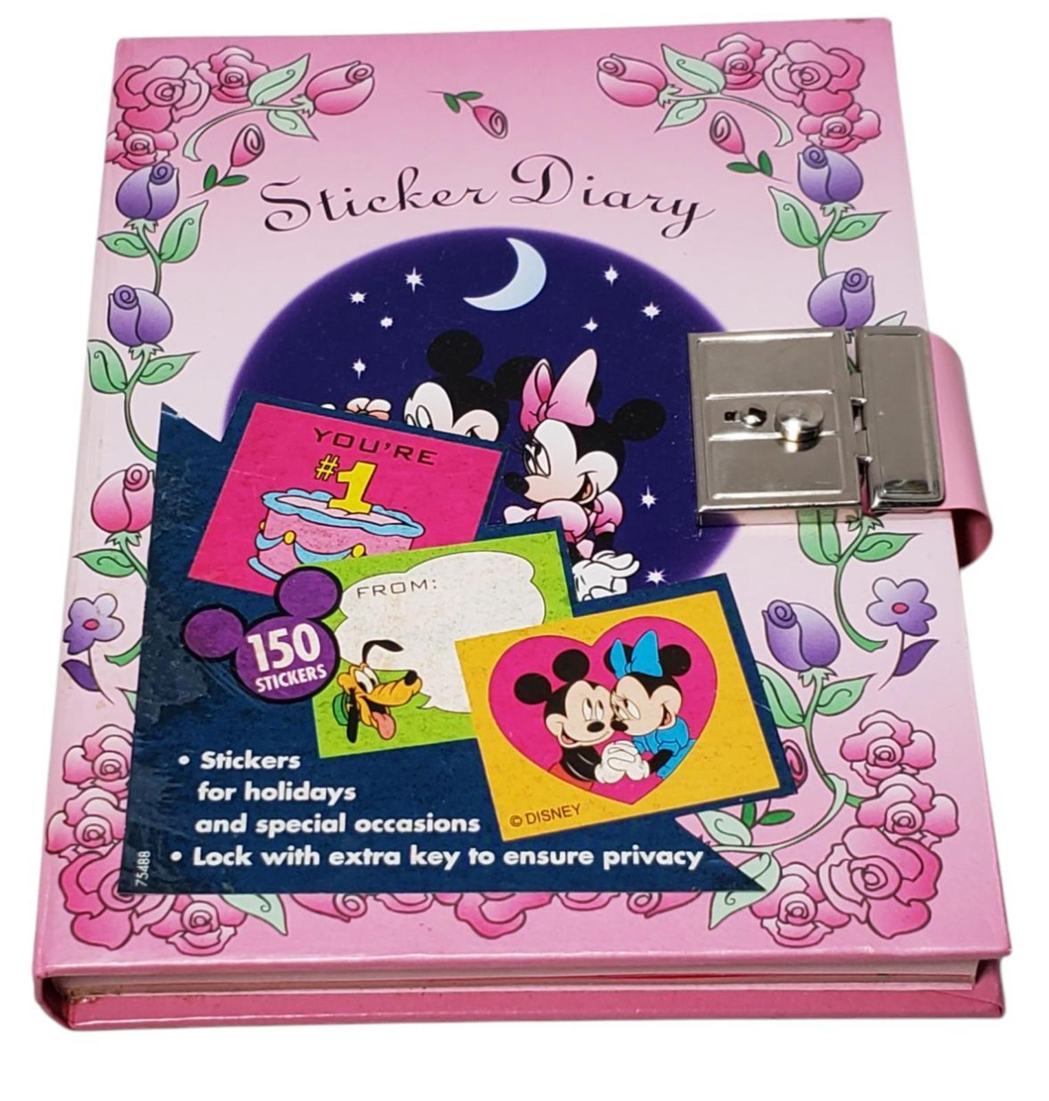 Minnie Mickey Mouse Sticker Diary Pink Daily Entry 148 Stickers Hard Cover