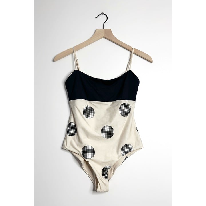 TAVIK Anthropologie Polka Dot One Piece Swimsuit Gingham Black size Medium