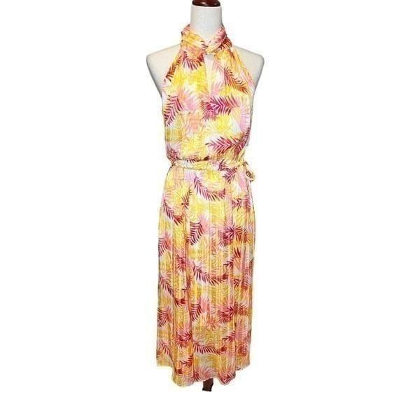 Anne Klein dress women’s 6 pink orange multi sleeveless maxi girly pretty