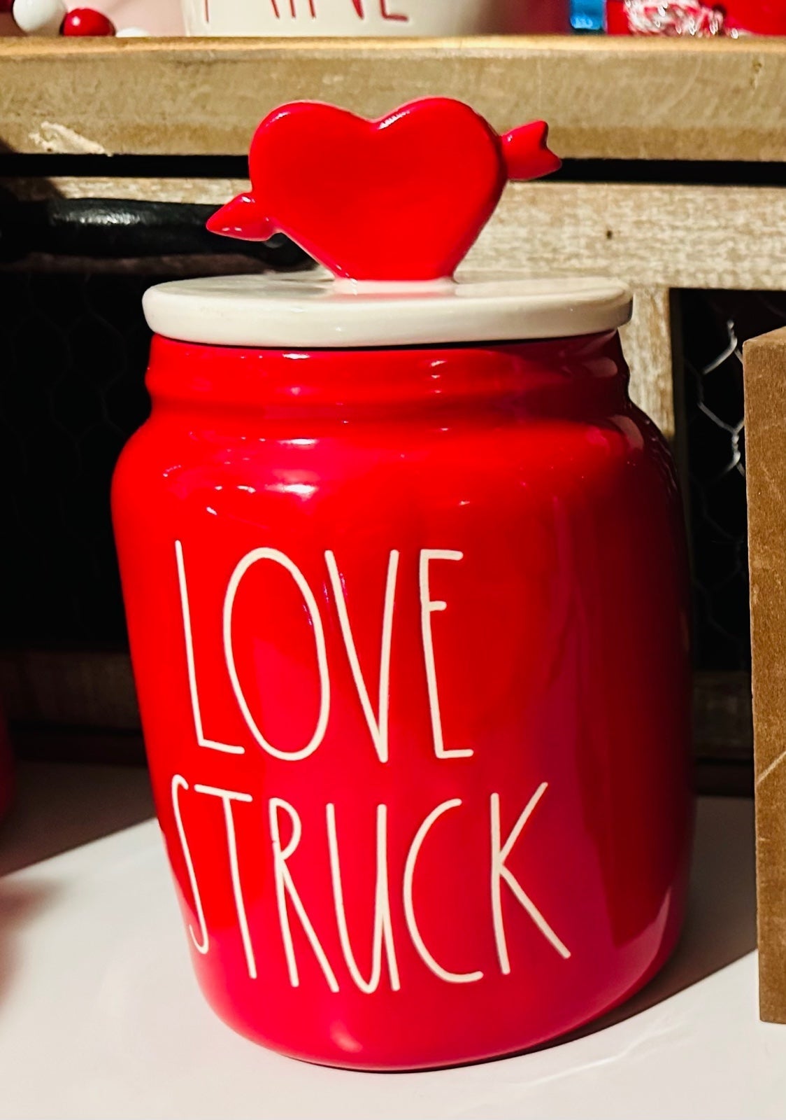 Rae Dunn Love Struck Canister W/Topper