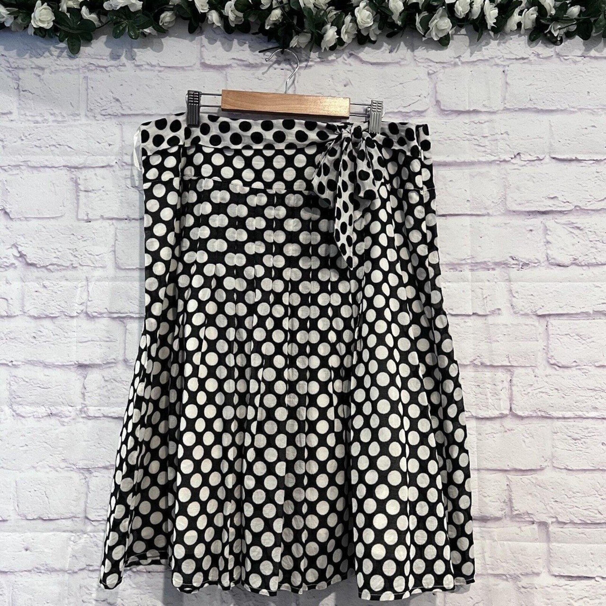 Alfani Size 10 Cotton A-Line Skirt Polka Dot Skirt Lined Pleated