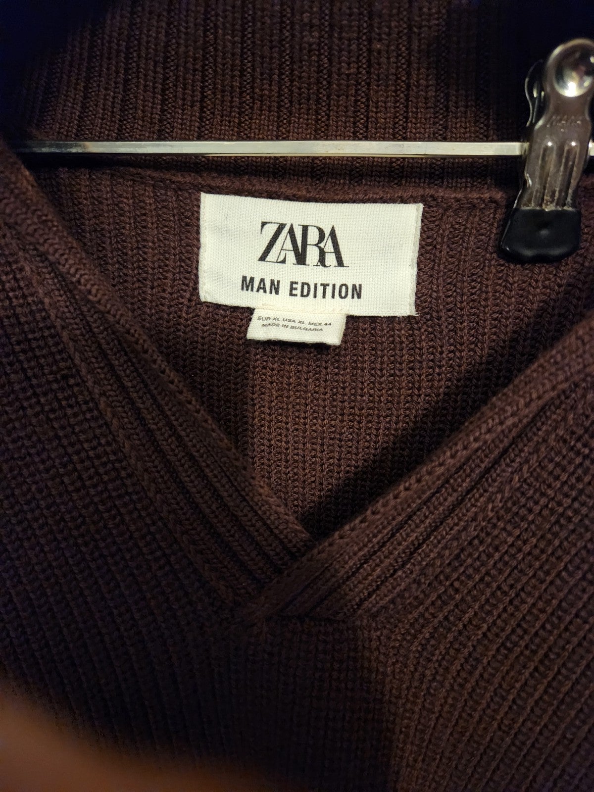 Zara Italy Men's maroon sweater. Thick for comfort and warmth