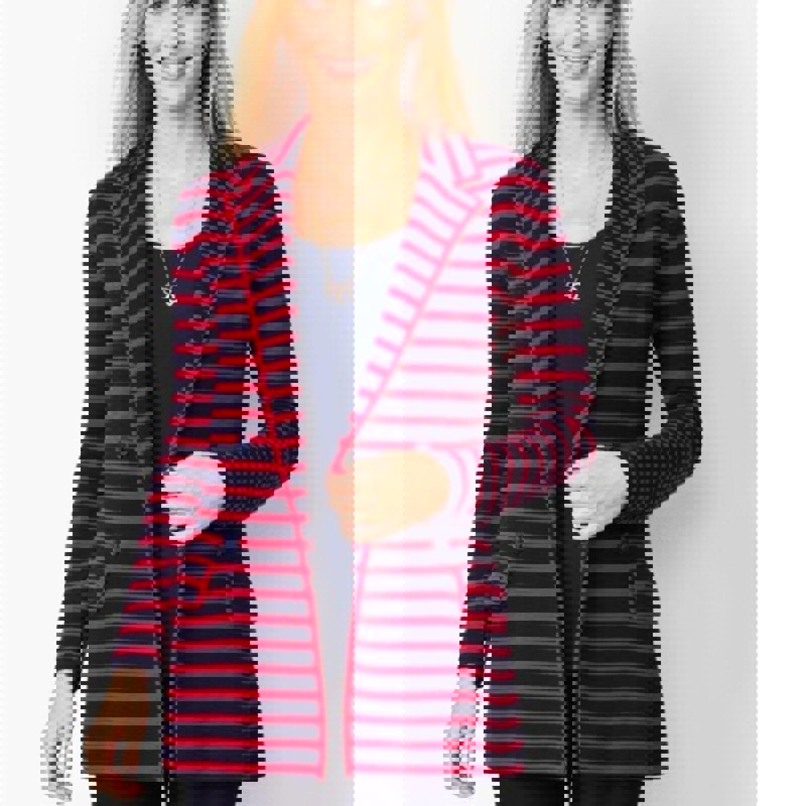 NWT Talbots heavy Red navy STRIPE KNIT BLAZER Petite P M (i 2)