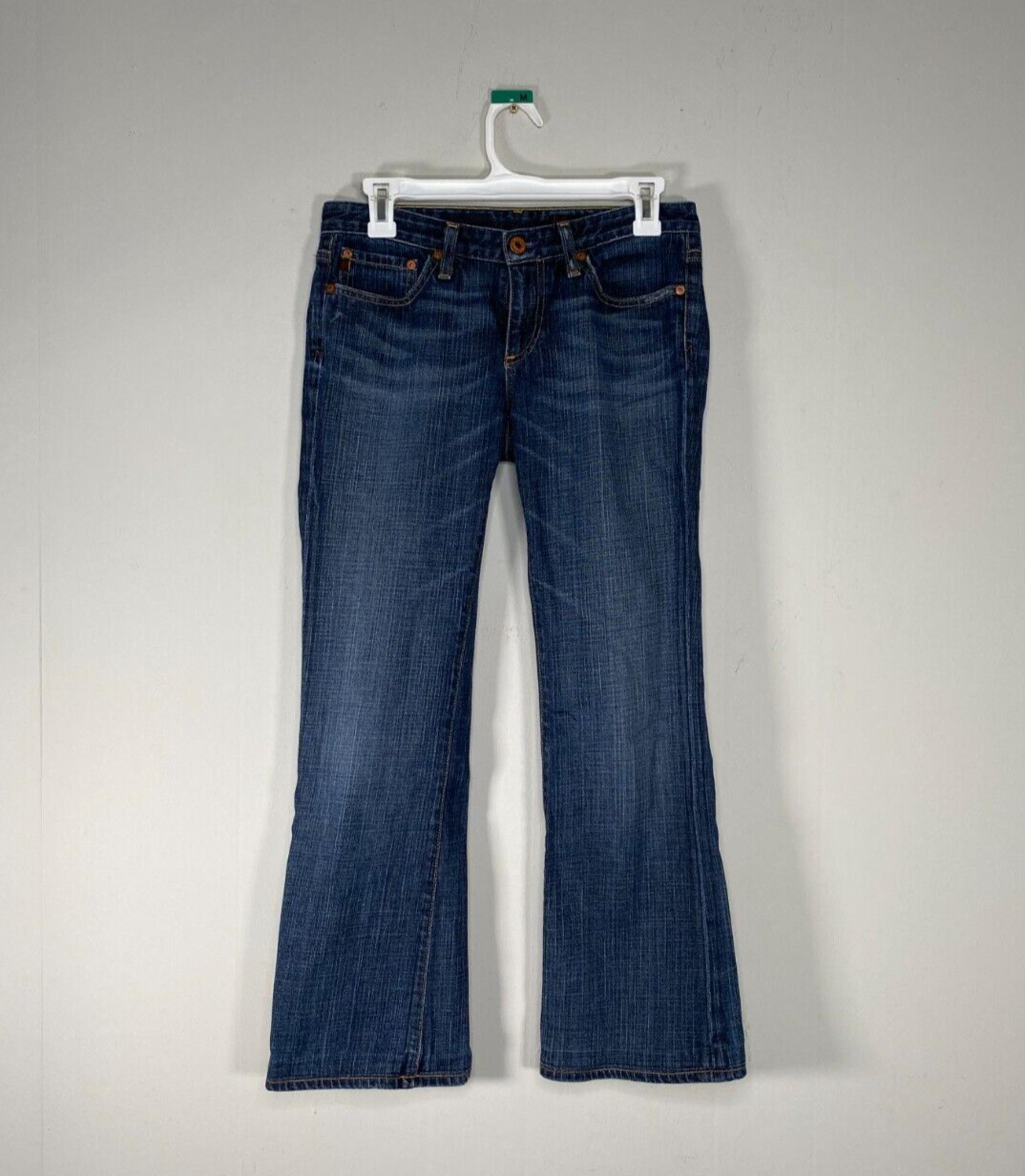 AG Adriano Goldschmied Flared Denim Pants Women's 28 Low Rise Blue Casual USA