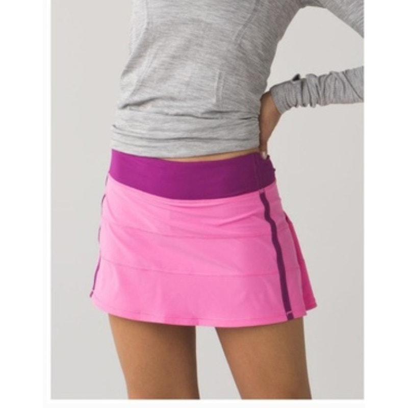 LULULEMON Pink and Purple Pace Rival Mid-Rise Skirt with Built in Shorts size 2