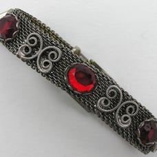 Vintage Mesh Red Rhinestone Belt Bracelet