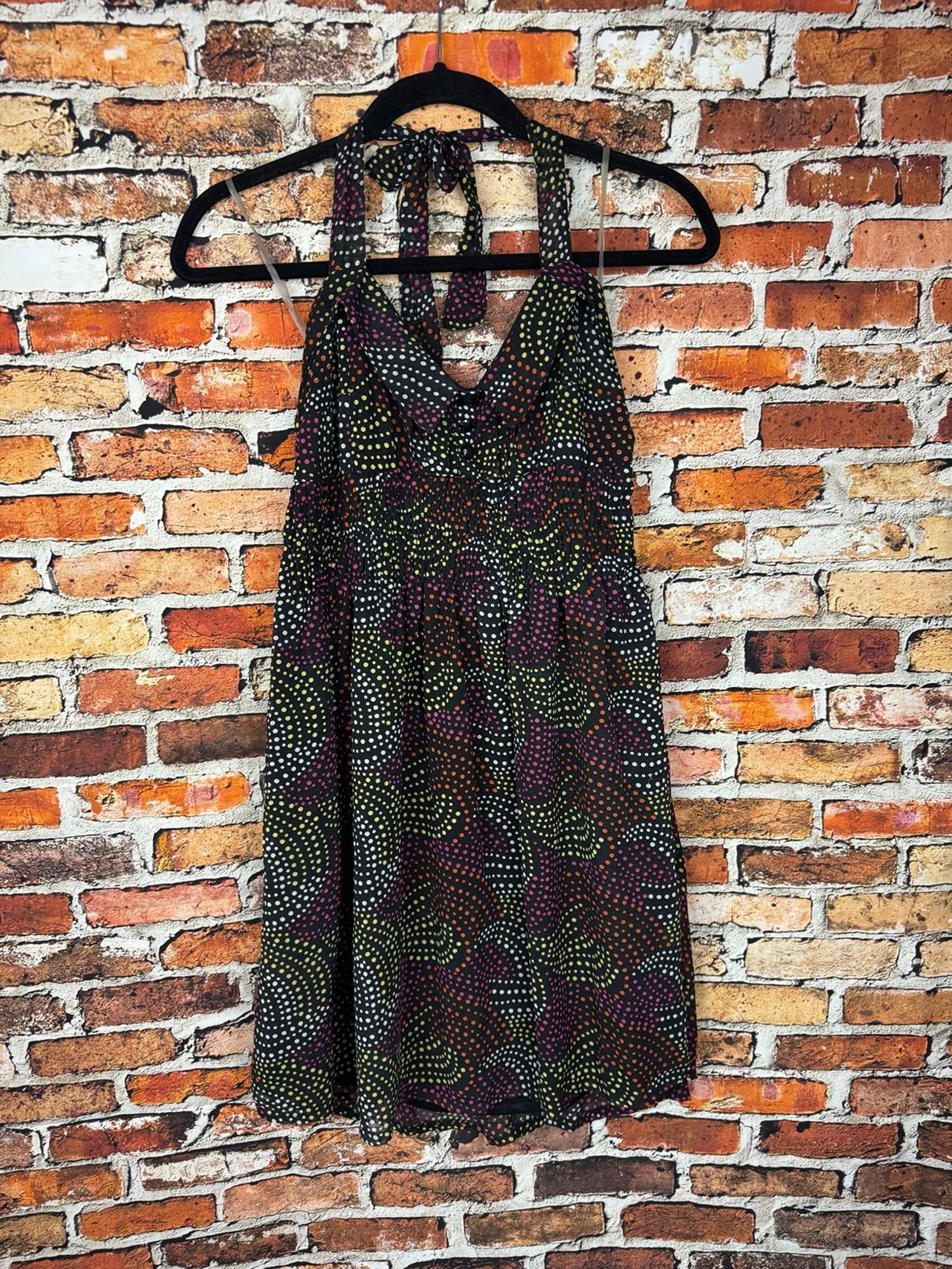 Pinky Black Polk-a-dot halter dress Size M